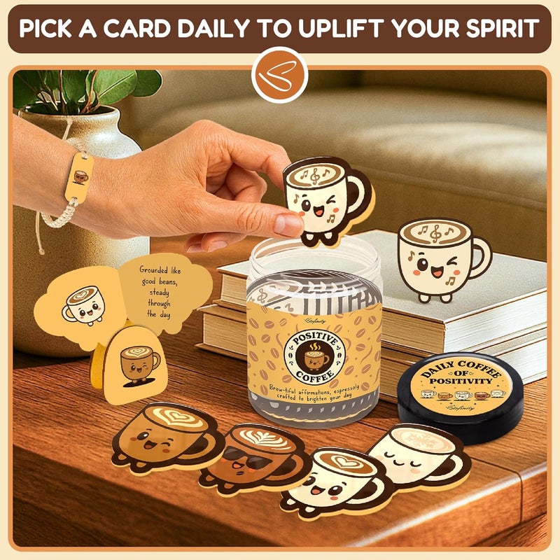 STOFINITY Emotional Support Coffee Jar With 60 Affirmation Cards, Cute Coffee Lover Gifts For Women And Men, Funny Birthday Gifts For Best Friend, Girlfriend, Coworkers - Image 4